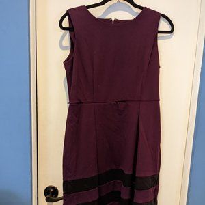 Purple and Black Fit and Flare Calvin Klein Dress